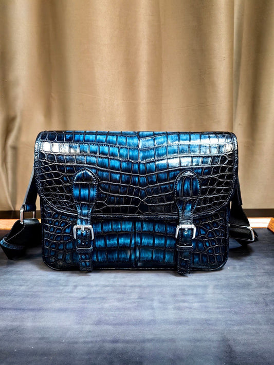 Vintage Crocodile Leather Postman Bag