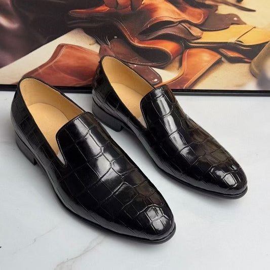 Crocodile Loafers ,  Genuine Crocodile Leather Slip On Loafer Shoes Black
