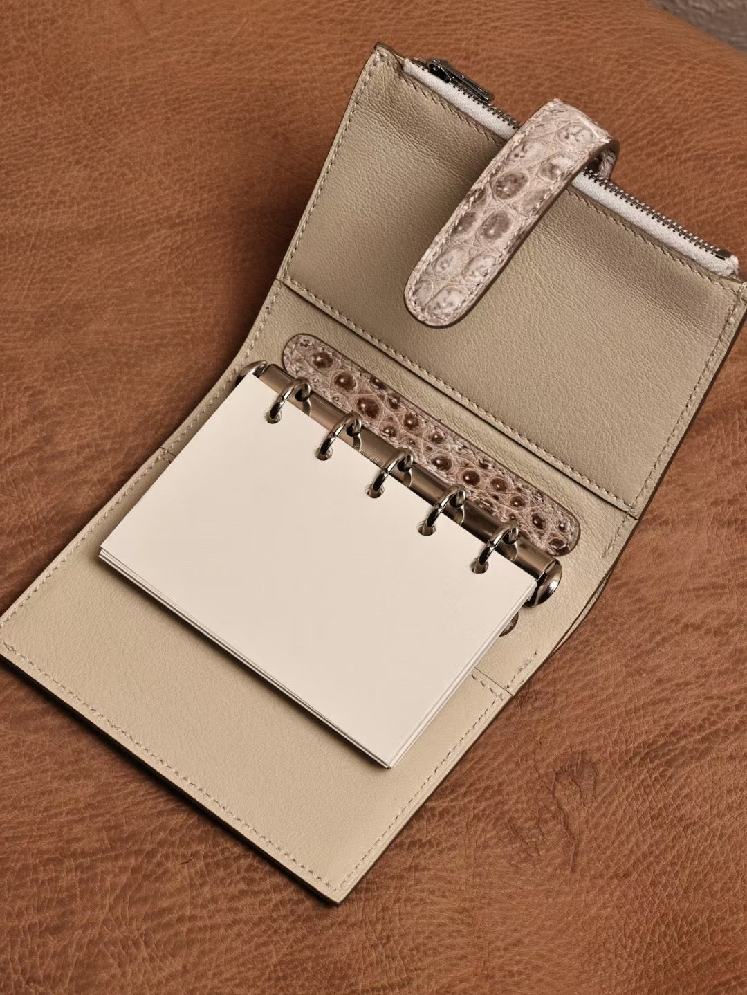 Genuine Crocodile Leather Binder Notebook Himalayan & Vintage Blue