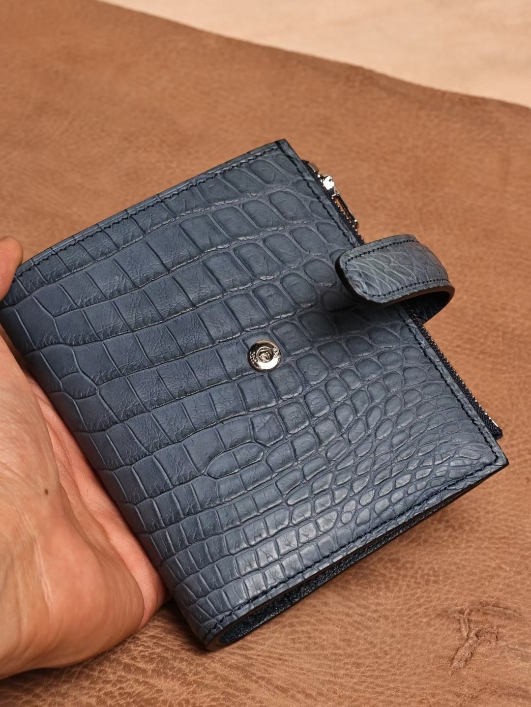 Genuine Crocodile Leather Binder Notebook Himalayan & Vintage Blue