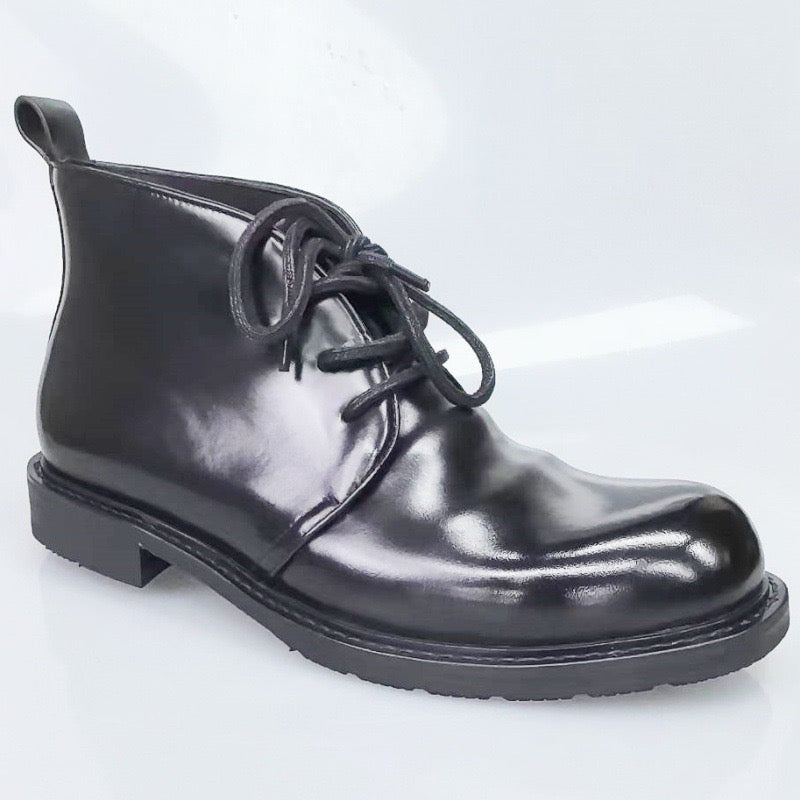 Genuine Shell Cordovan Leather Short Lace Up Martin Boots