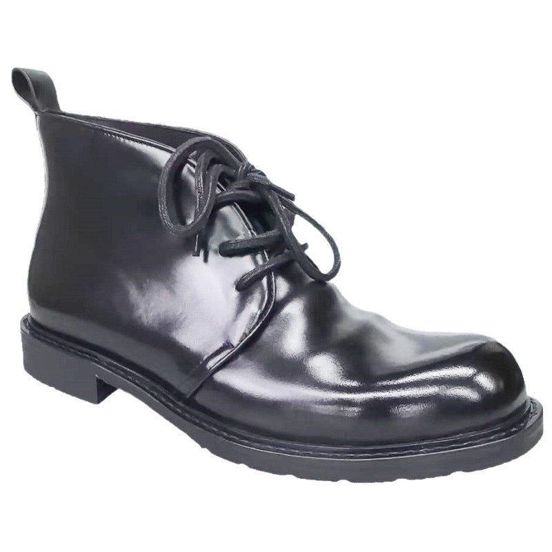 Genuine Shell Cordovan Leather Short Lace Up Martin Boots