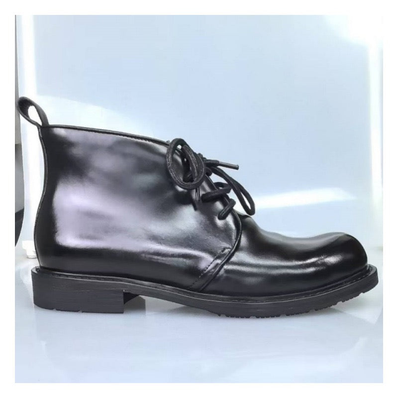 Genuine Shell Cordovan Leather Short Lace Up Martin Boots