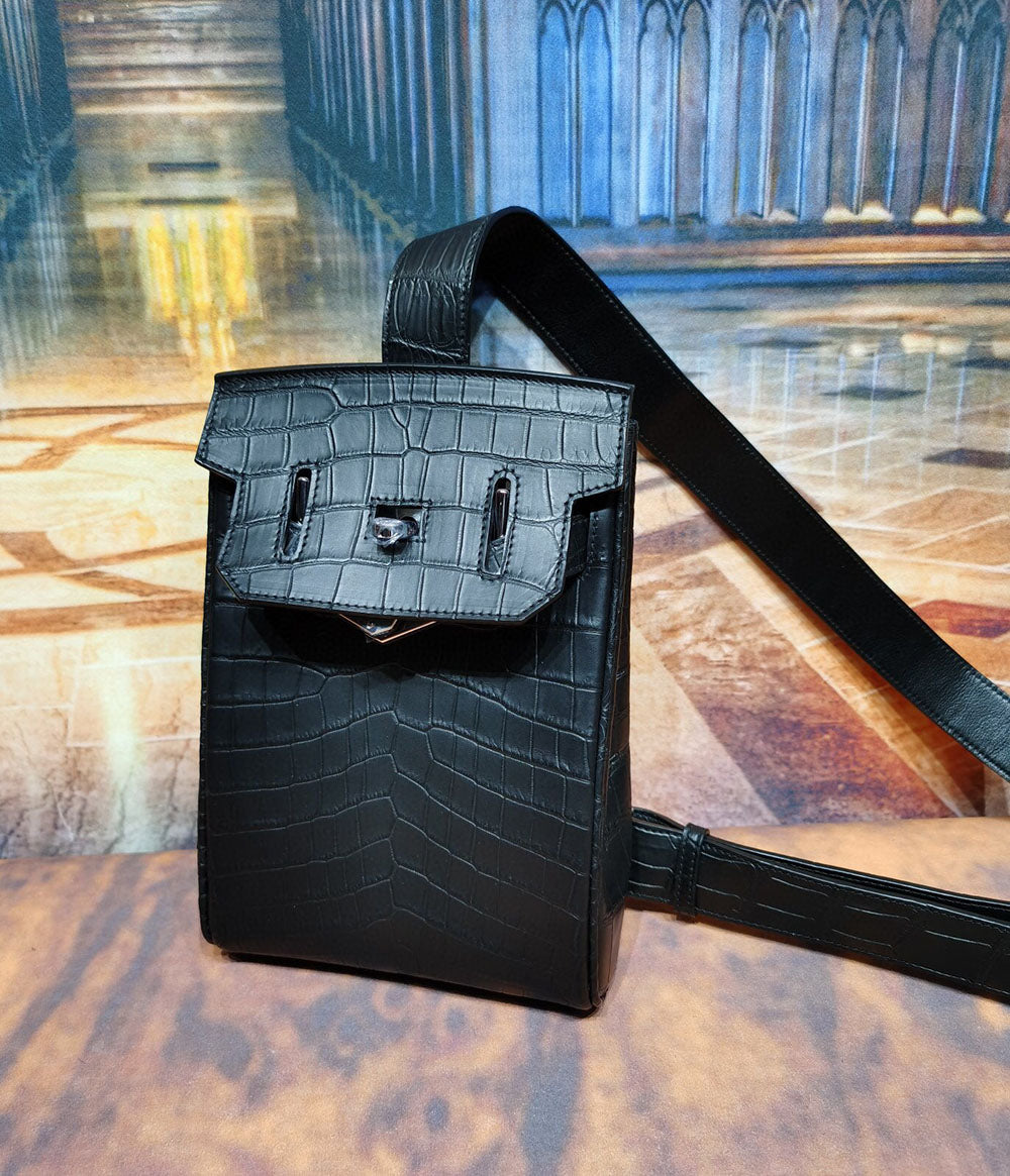 Preorder Crocodile Leather Sling Chest Shoulder Crossbody Bag
