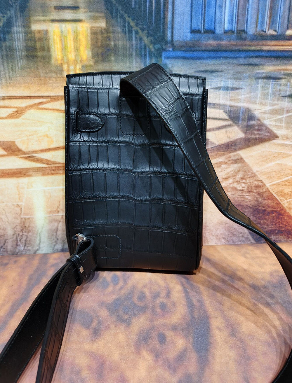 Preorder Crocodile Leather Sling Chest Shoulder Crossbody Bag