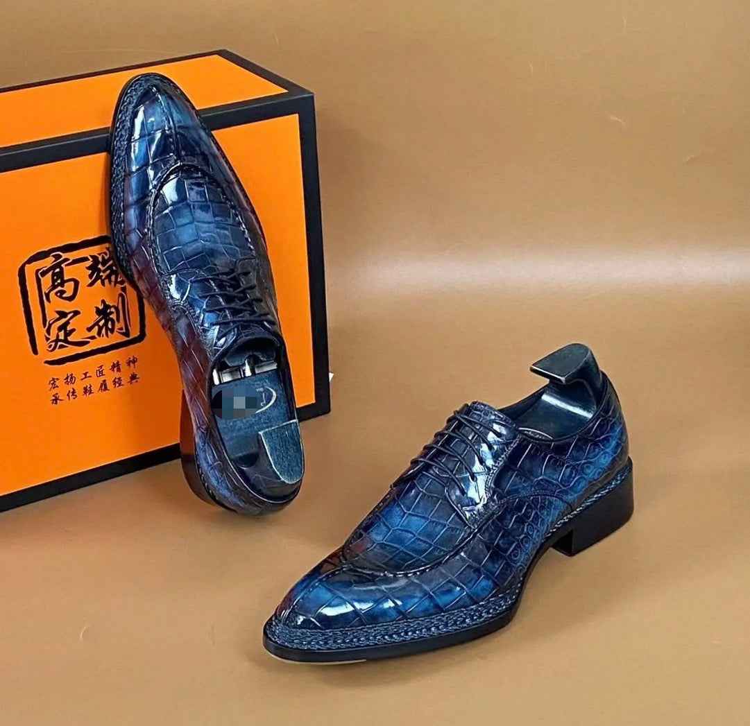 Crocodile Shoes, Men's Crocodile Leather Lace Up Business Dress Shoes