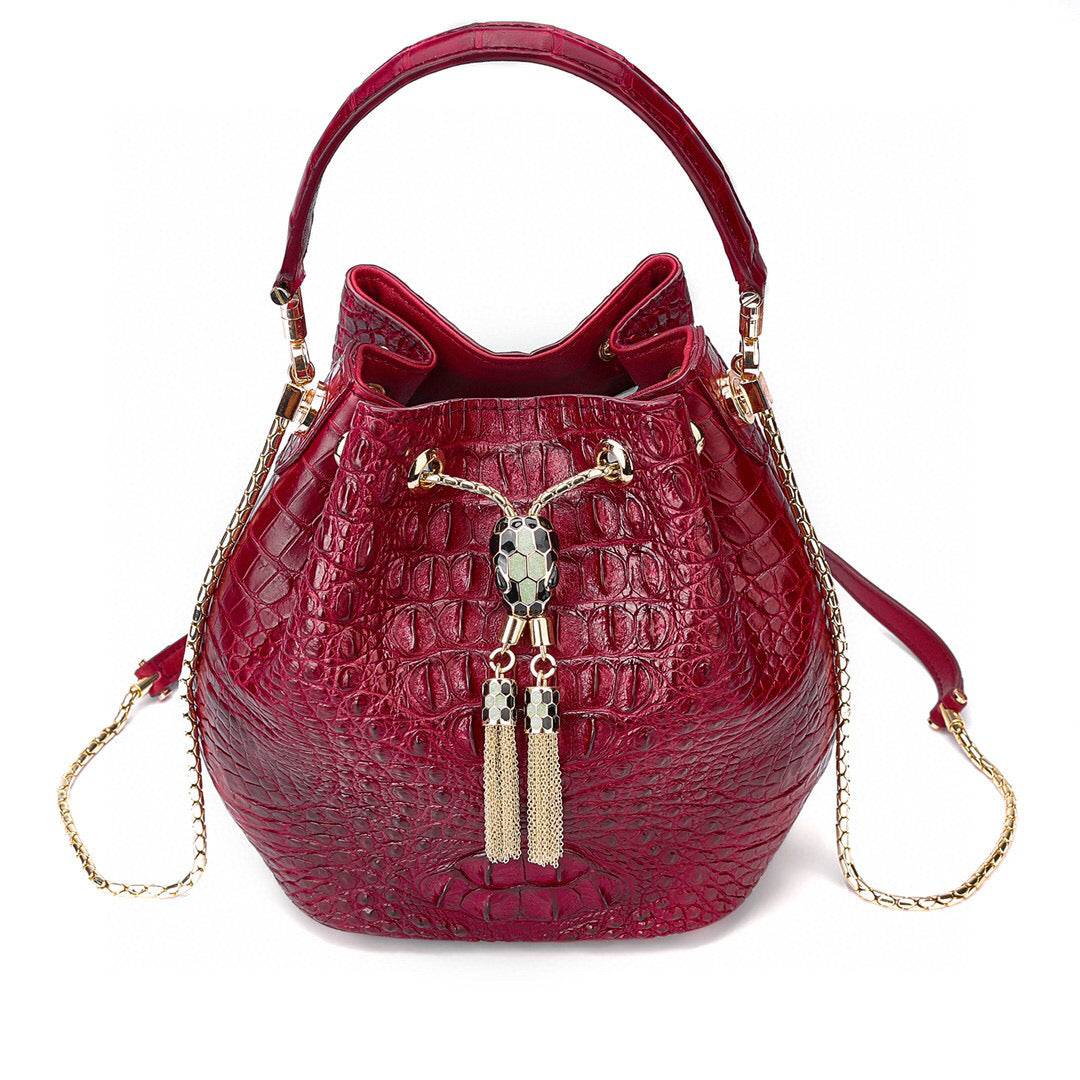 Genuine Crocodile Leather Backet Bag