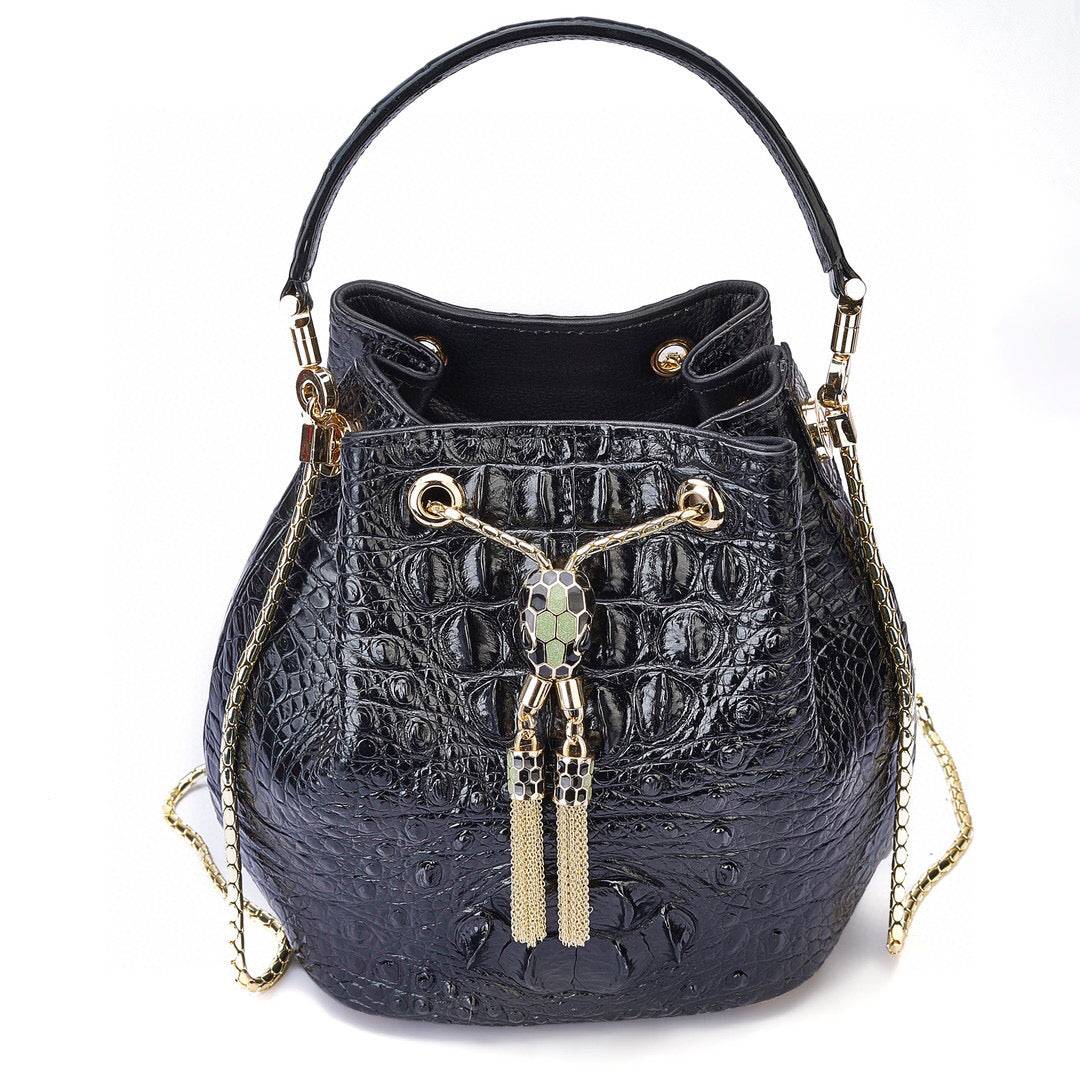 Genuine Crocodile Leather Backet Bag