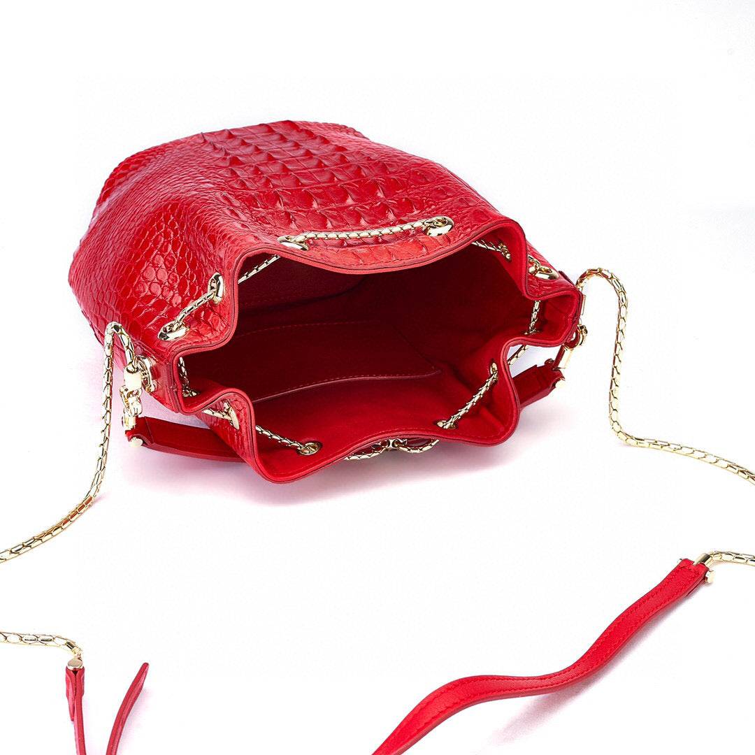 Genuine Crocodile Leather Backet Bag
