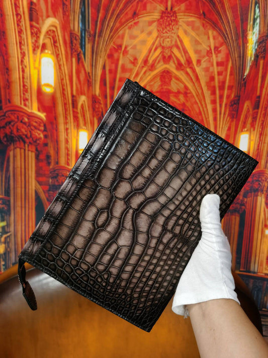 Genuine Vintage Crocodile Skin Leather  Wristlet Wallet Clutch Envelop