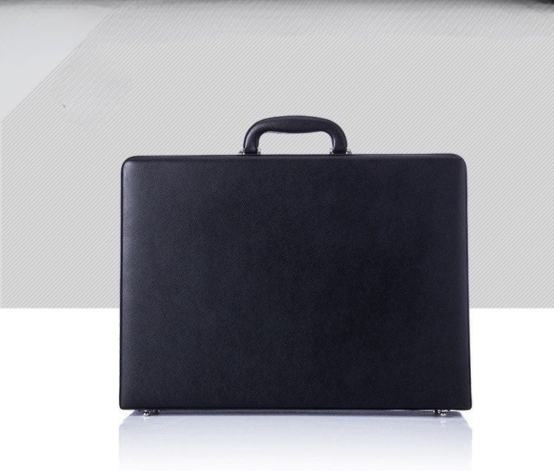 Leather Large Business Attache Case With Password