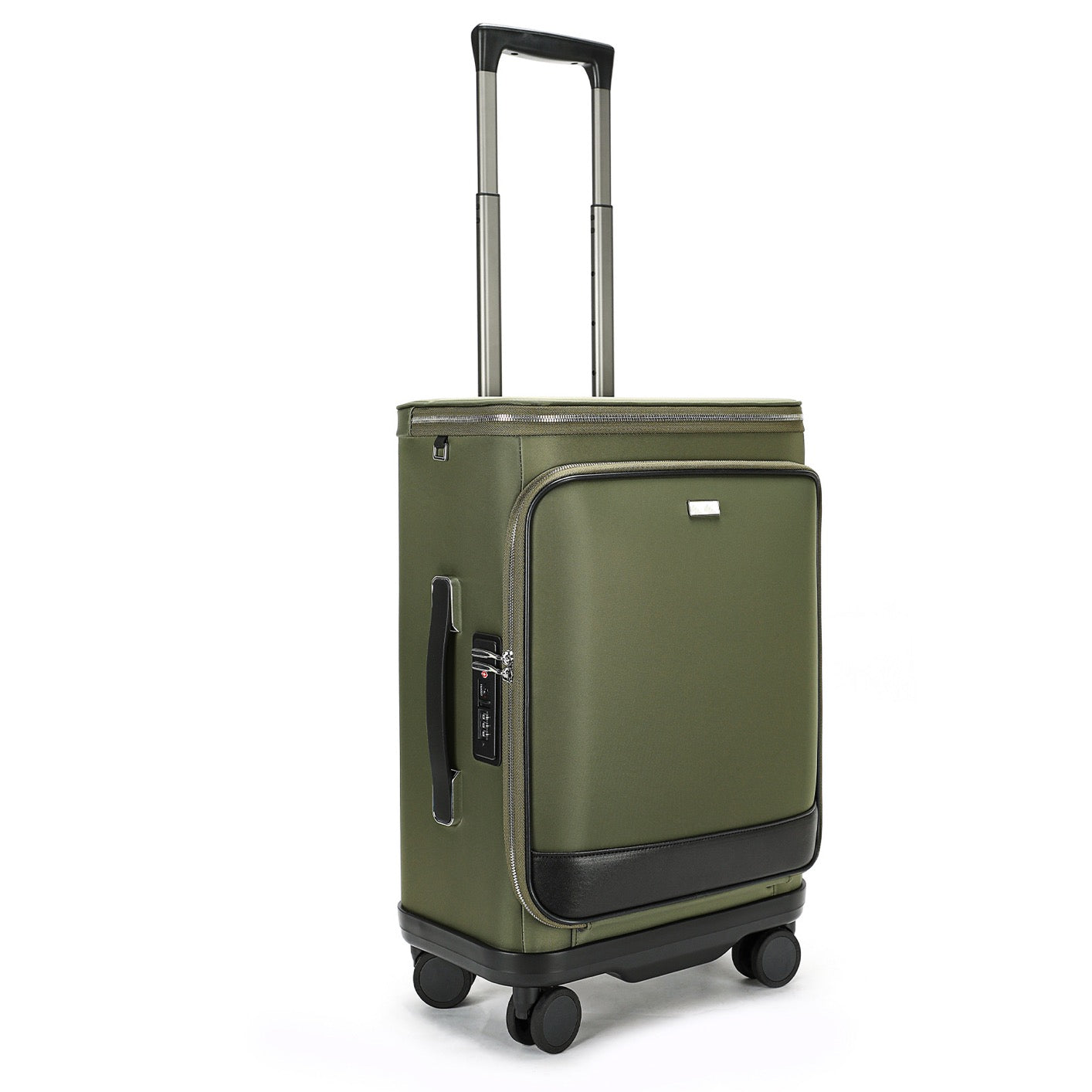 Unisex Vintage Genuine Calfskin Leather Check-In Carry On Universal Wheel 20 Inch Travelling Trolley Luggage Business Trolley Bag With Briefcase
