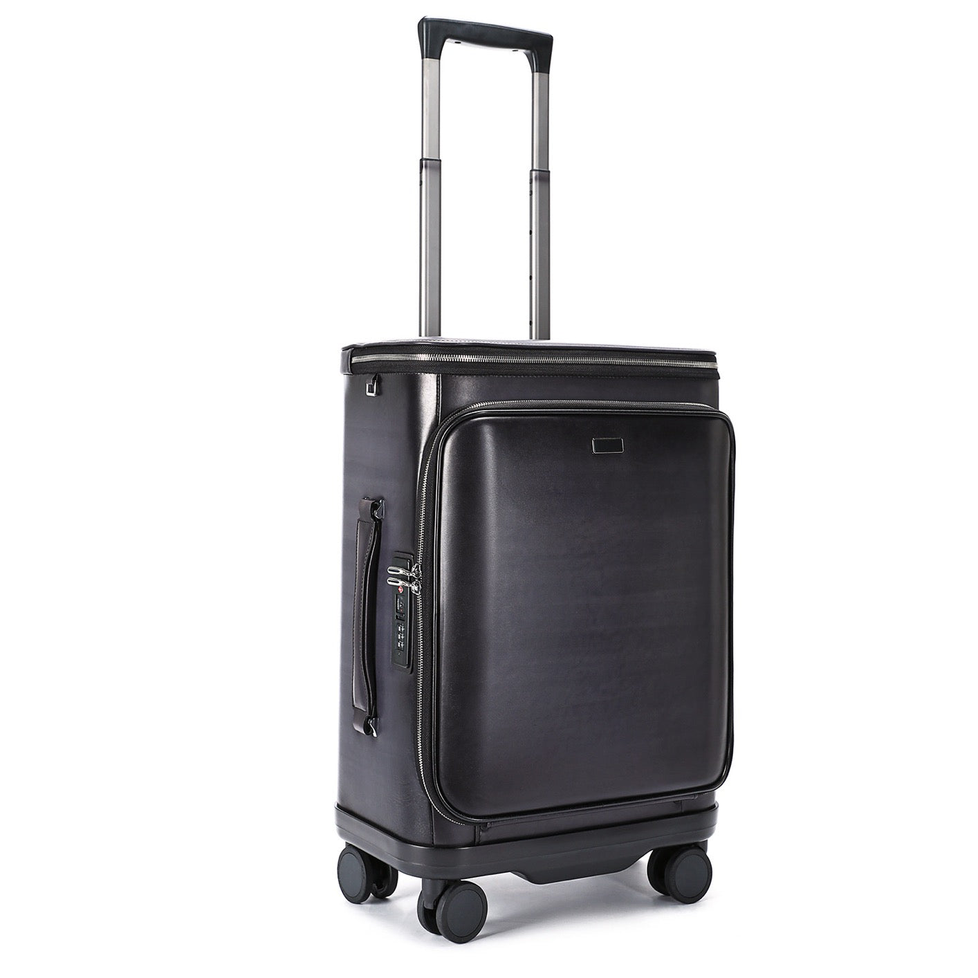 Unisex Vintage Genuine Calfskin Leather Check-In Carry On Universal Wheel 20 Inch Travelling Trolley Luggage Business Trolley Bag With Briefcase