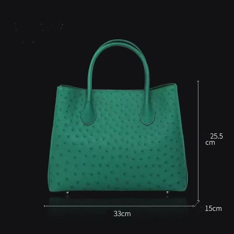 Women's Genuine Ostrich Leather Top Handle Satchel Handbag Shoulder Bag Tote Purse Messenger Bags 33cm