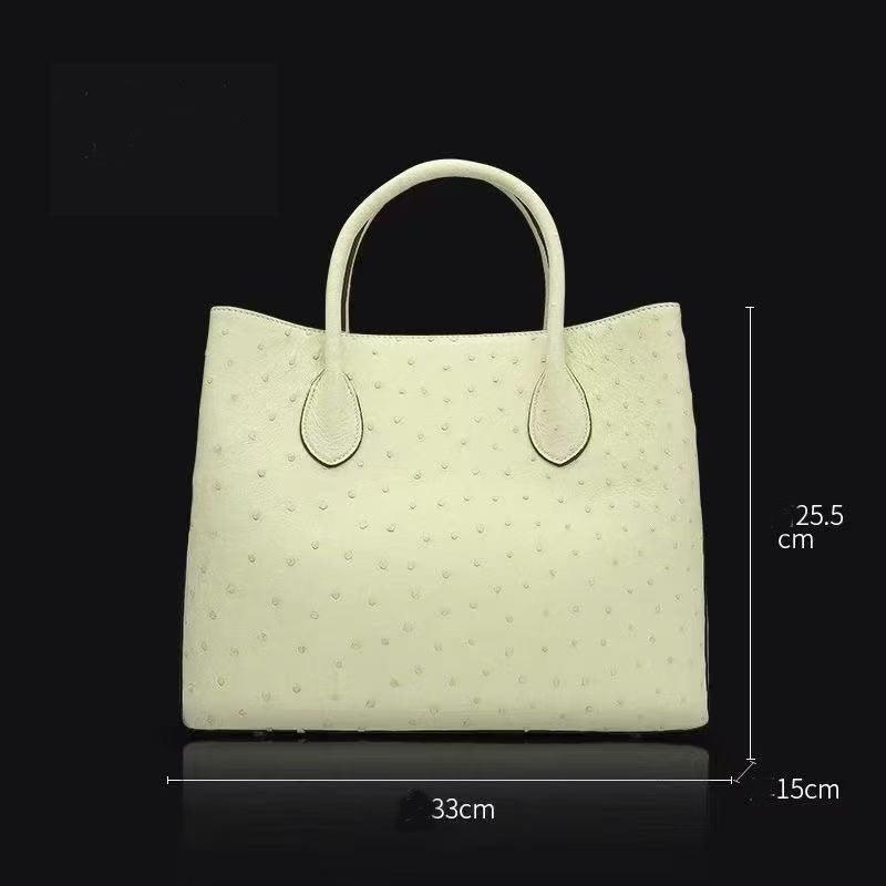 Women's Genuine Ostrich Leather Top Handle Satchel Handbag Shoulder Bag Tote Purse Messenger Bags 33cm