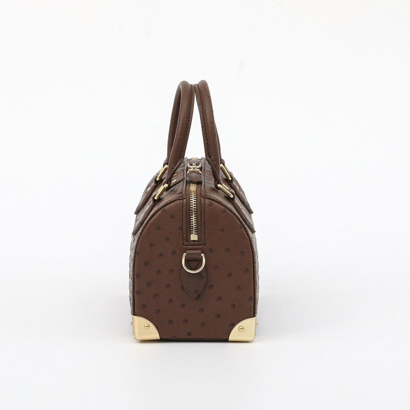 Womens Genuine Ostrich Skin Leathe Top Handle Pillow Bag