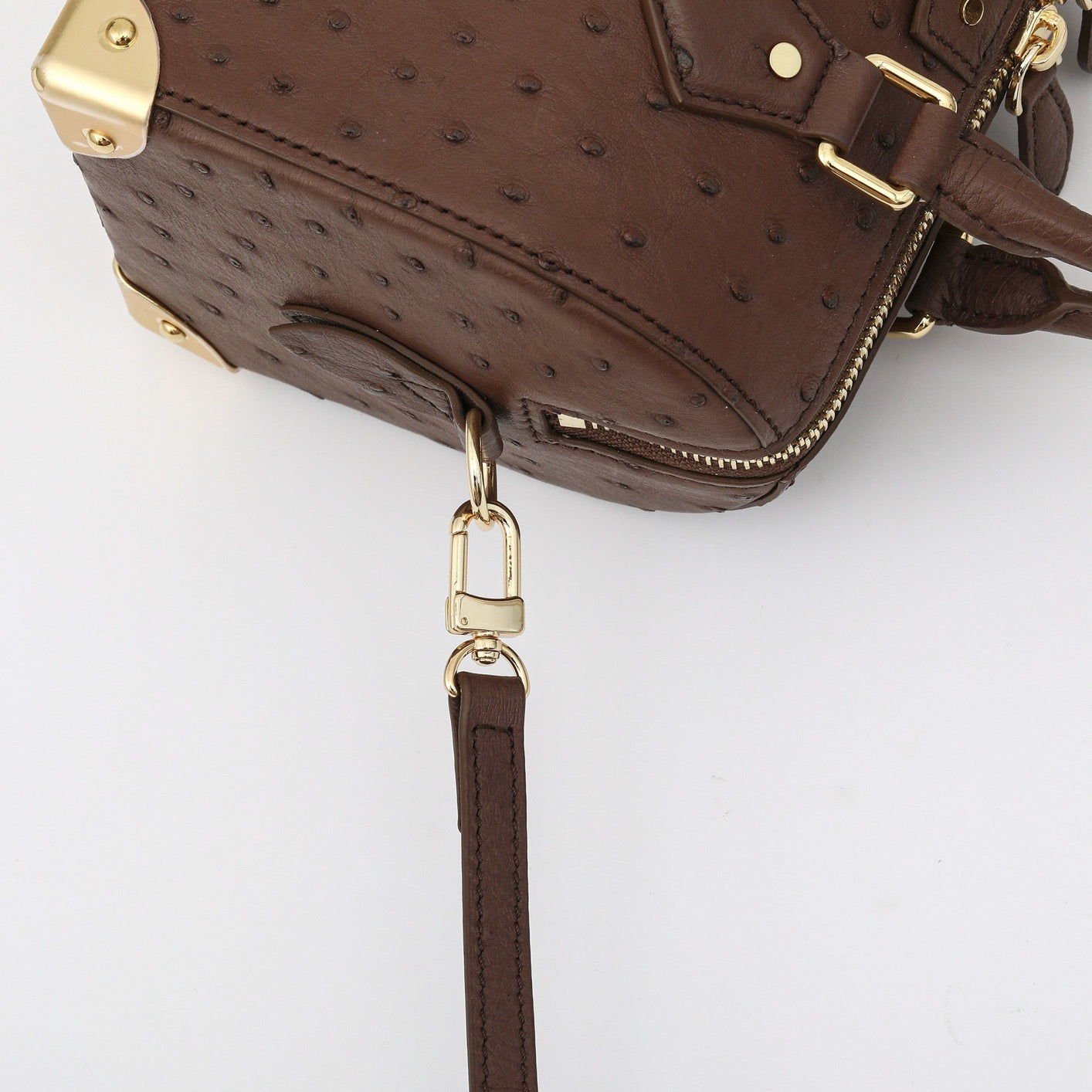 Womens Genuine Ostrich Skin Leathe Top Handle Pillow Bag