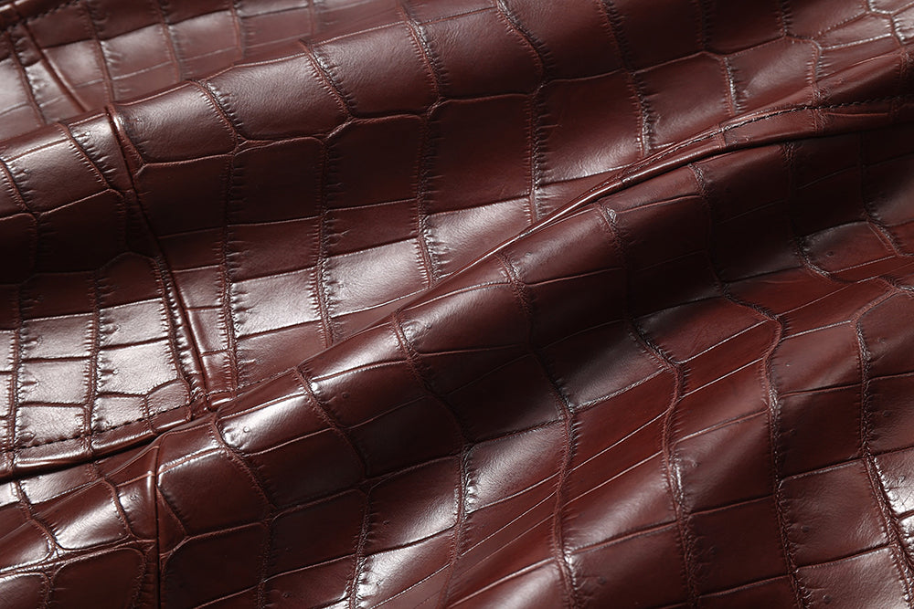 Unisex Crocodile Skin Leather Jacket With Removable Mint Fur Collar Biker Jackets