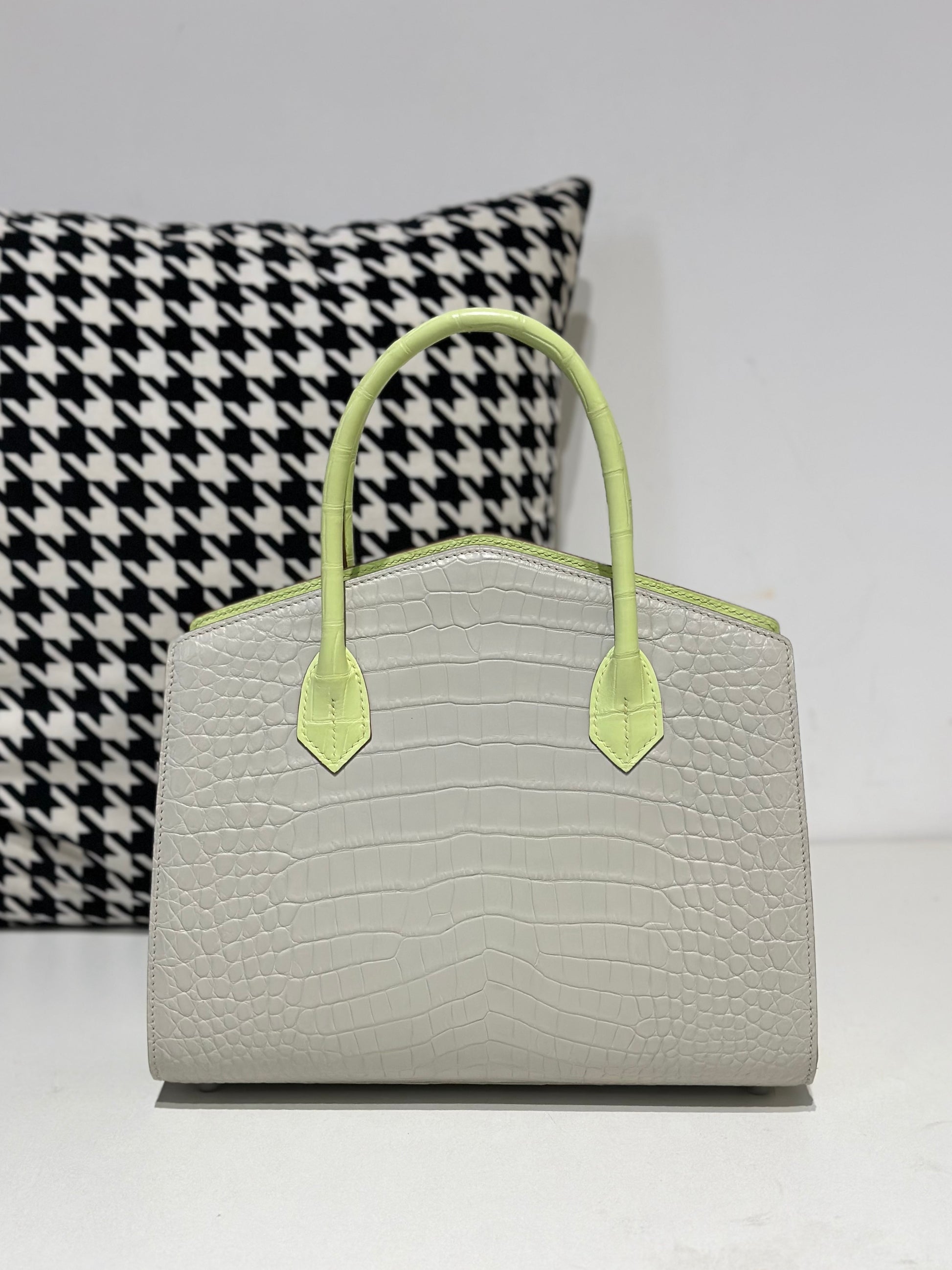 Crocodile Leather Top Handle Bag