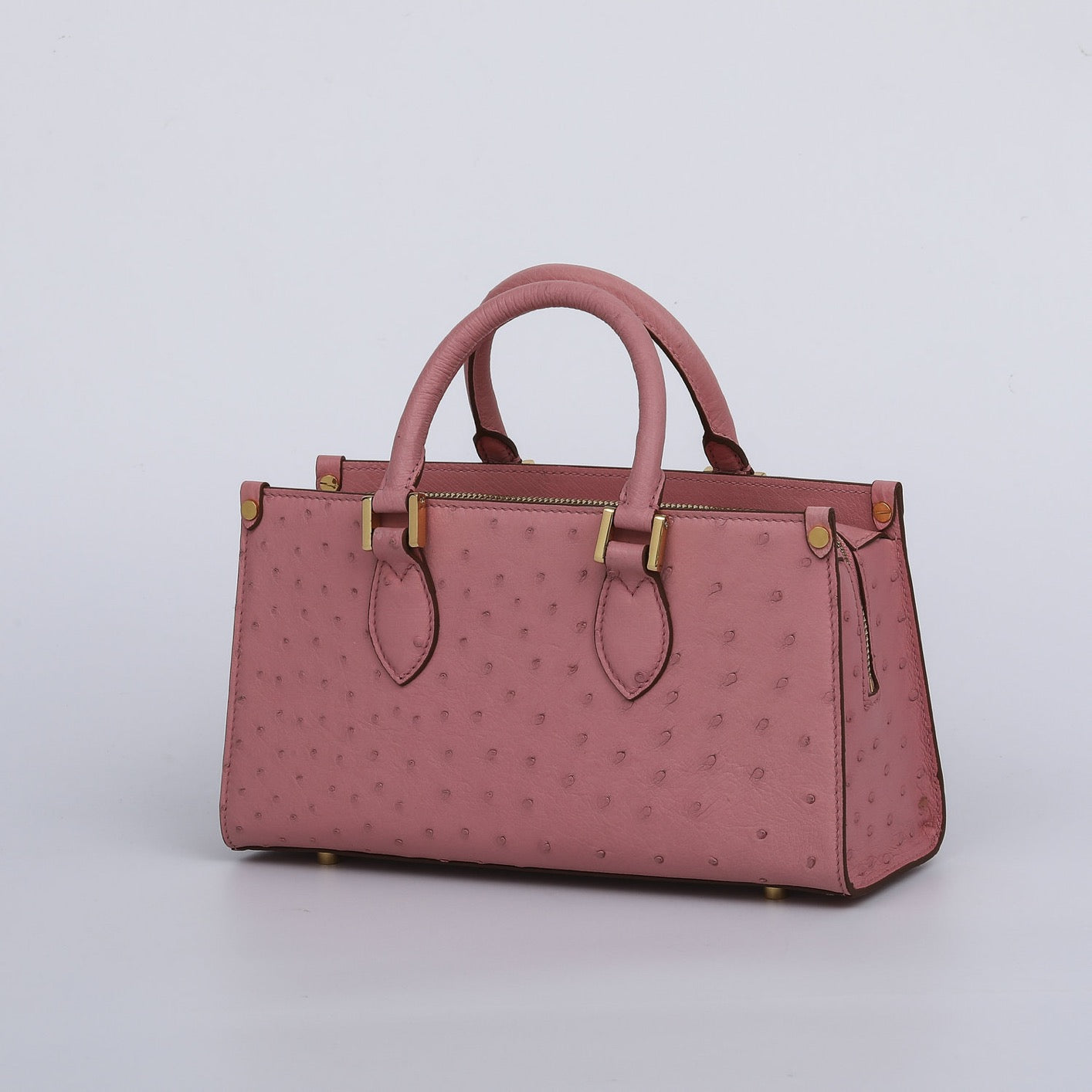 Womens Genuine Ostrich Skin Leathe Top Handle Satchel Bag