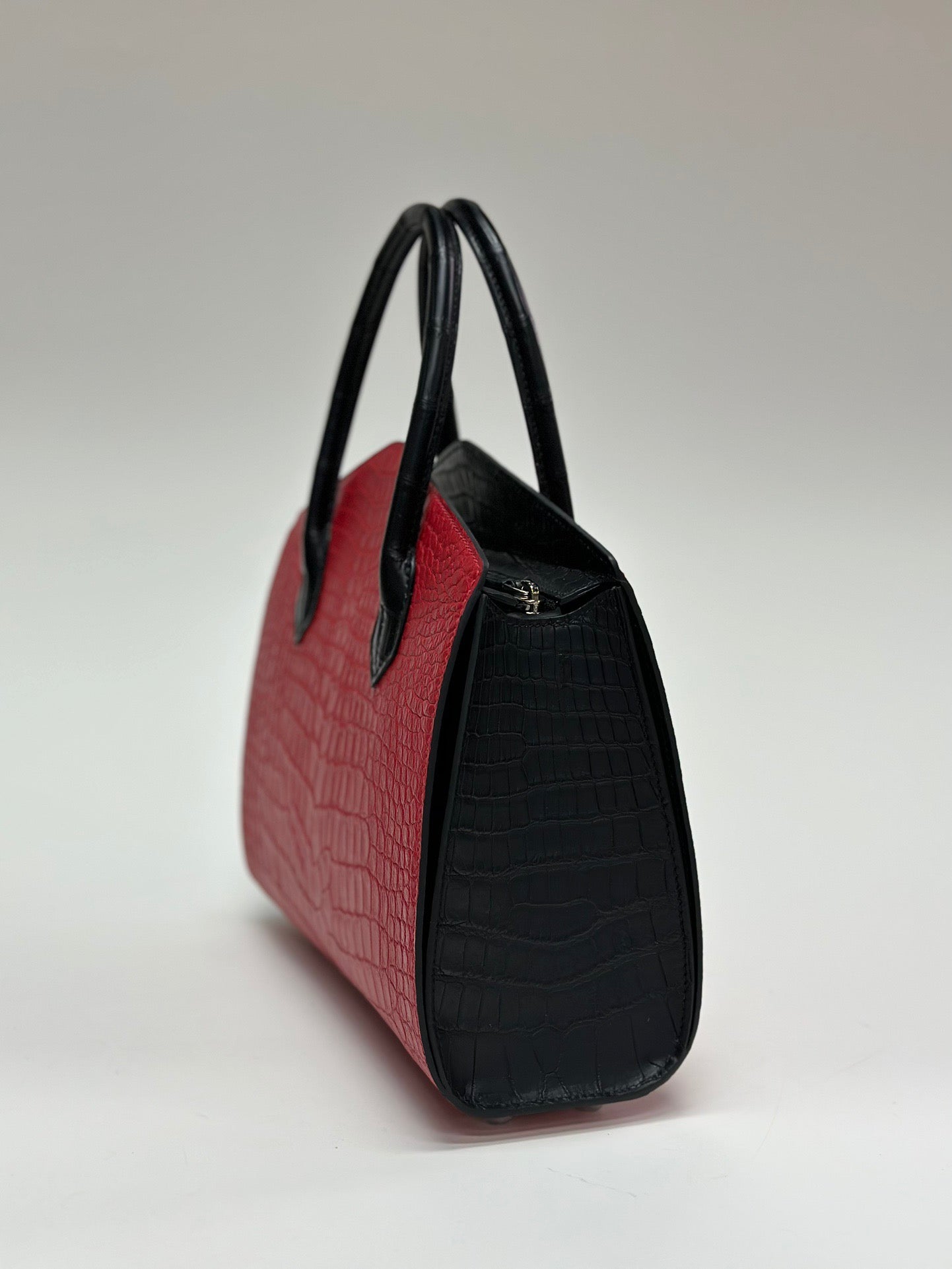 Crocodile Leather Top Handle Bag Red