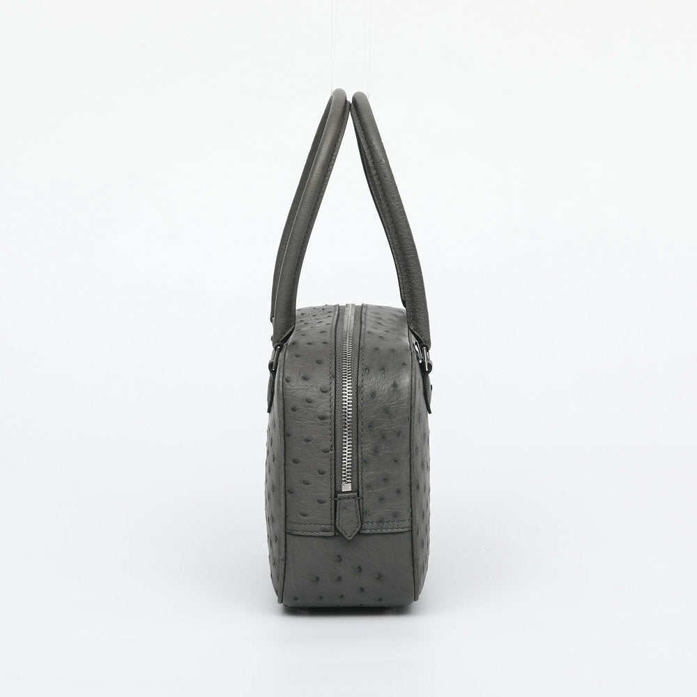 Womens Genuine Ostrich Skin Leathe Top Handle Bag