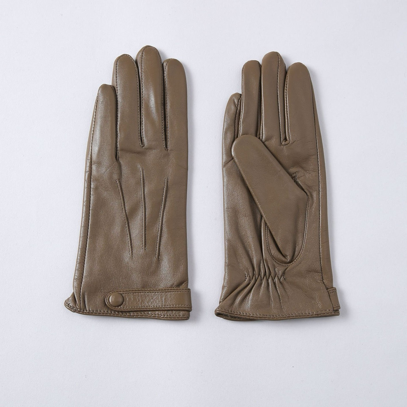 Women's Soft Goatskin Leather Fashion Snap Cuff Gloves