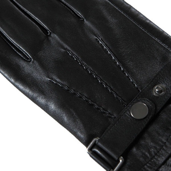 Mens Genuine Leather Warm Driving Gloves Winter Gloves Morocycle Snap Cuff Gloves Touchscreen Gloves