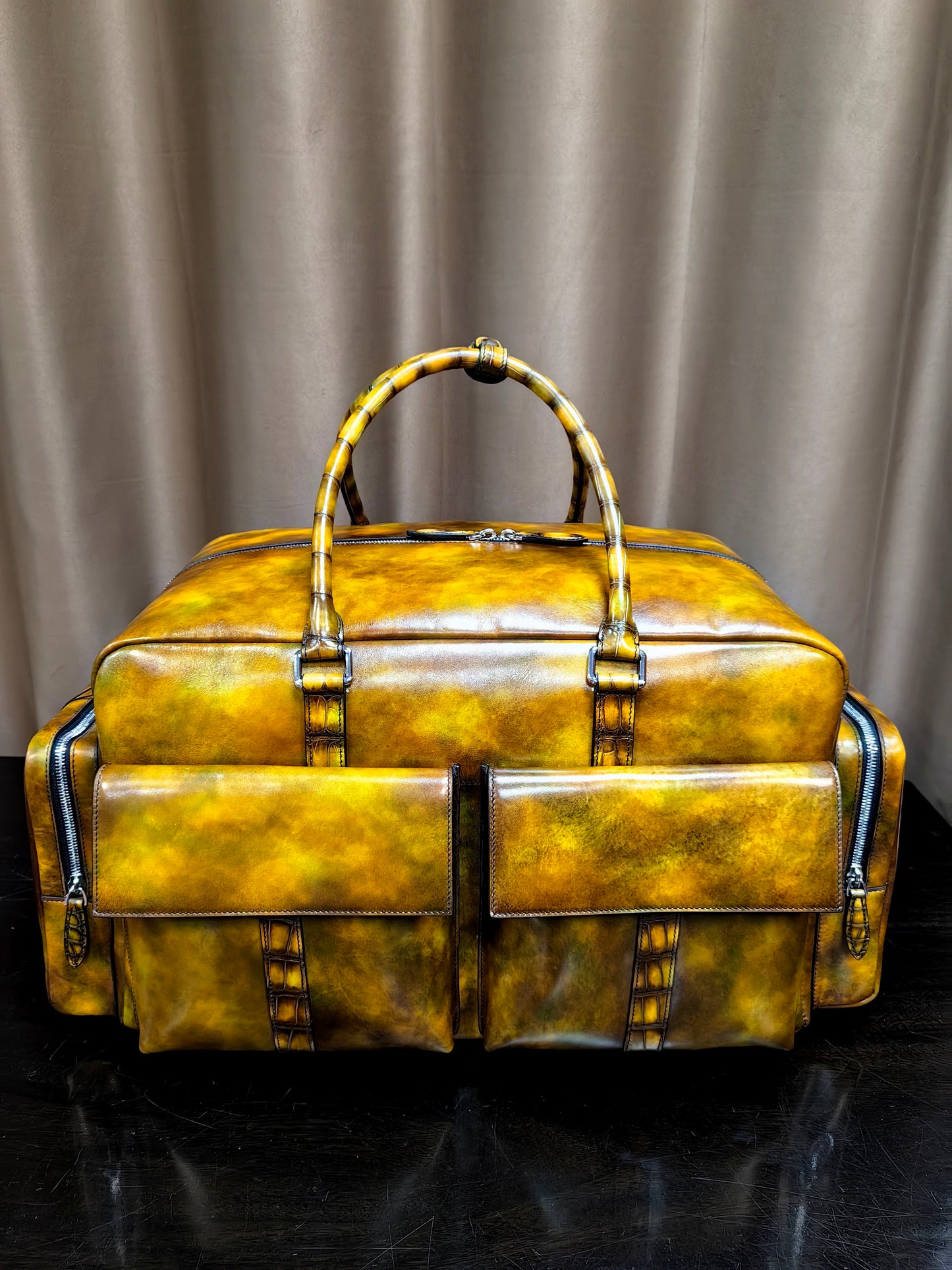 Unisex Ex Large Vintage Leather Travel Duffle Bag Vintage Brown