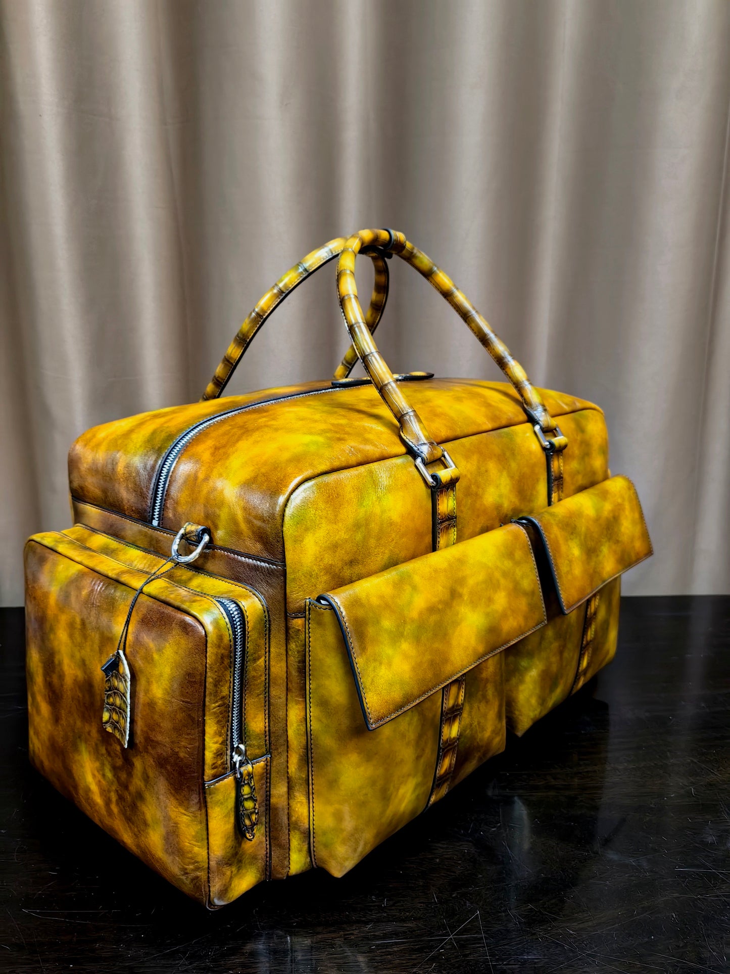 Unisex Ex Large Vintage Leather Travel Duffle Bag Vintage Brown