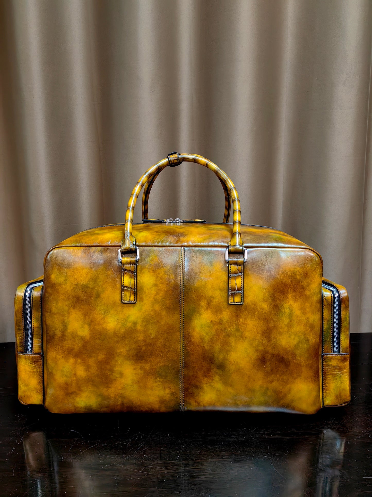 Unisex Ex Large Vintage Leather Travel Duffle Bag Vintage Brown