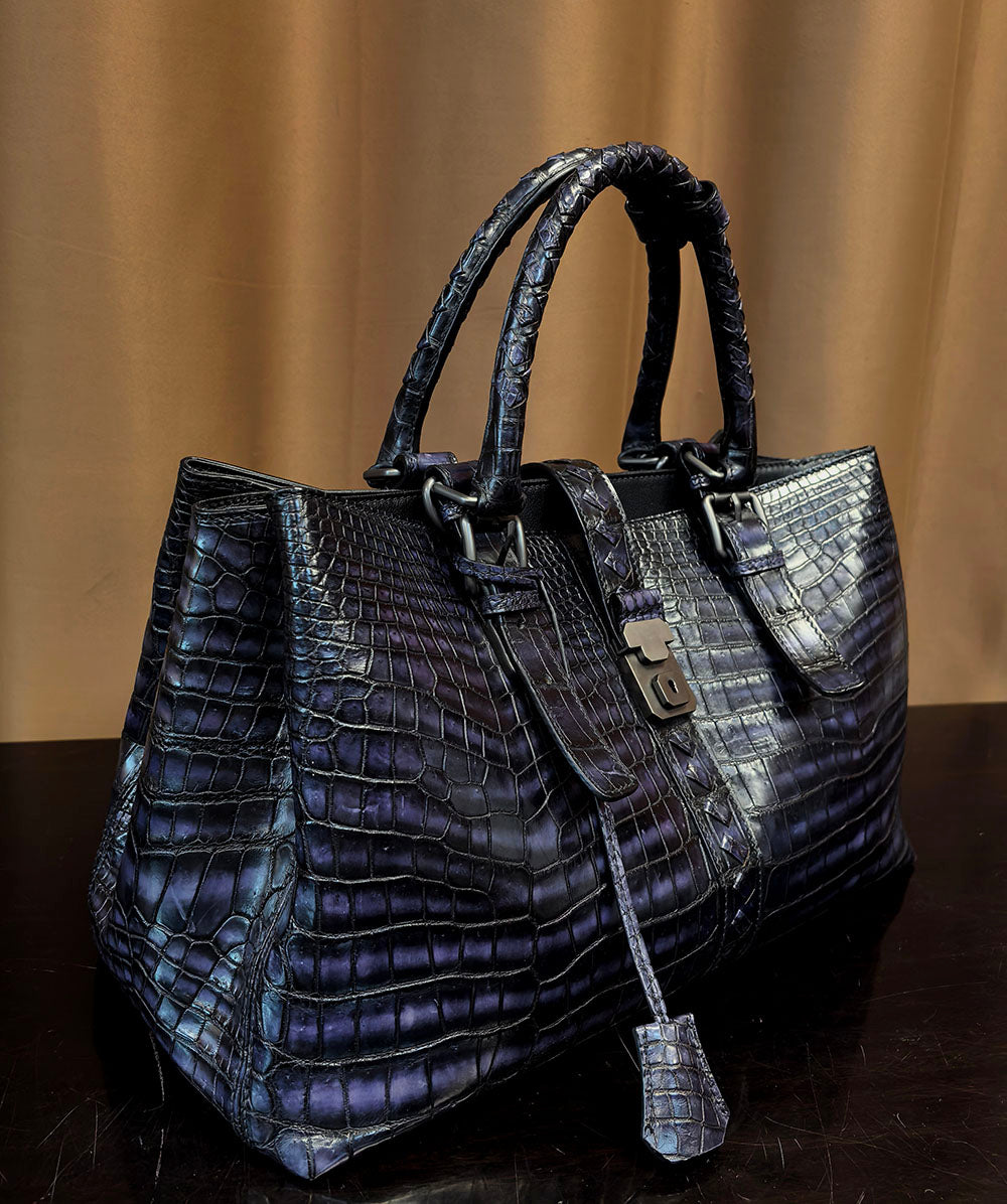 Preorder Genuine Crocodile Leather Travel Tote Bag Black