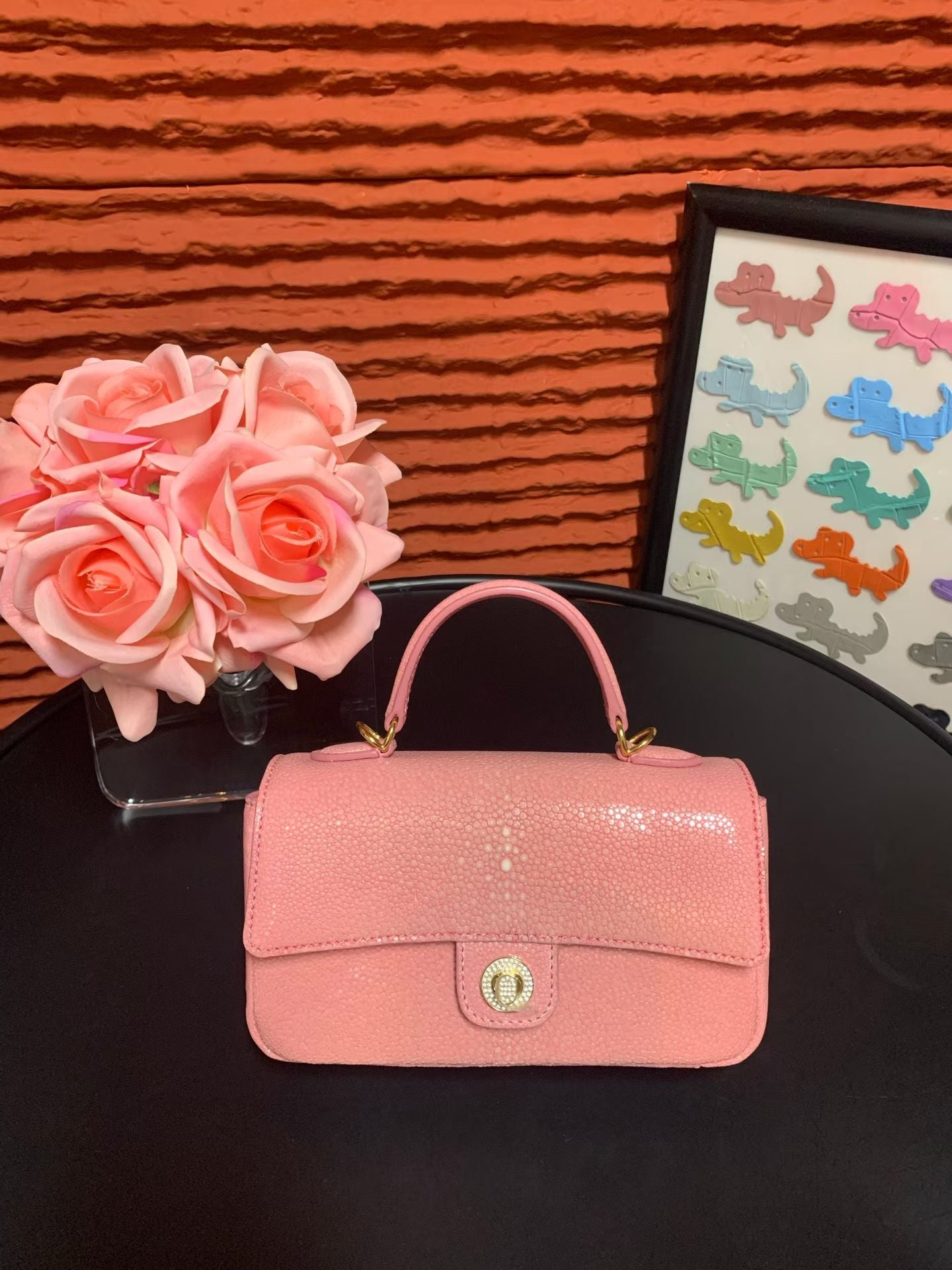 Women's Stingray Skin Leather Top Handle Bag