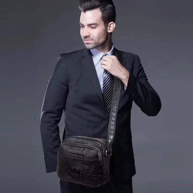 Men's Crocodile Leather Small Ipad Messenger Bags ,Cross body Bags