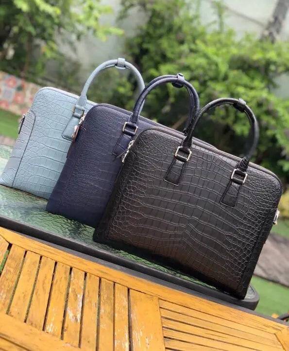 Men's Crocodile Leather Laptop Bags Briefcase