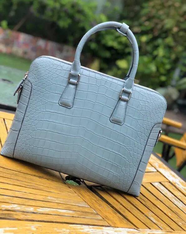 Men's Crocodile Leather Laptop Bags Briefcase