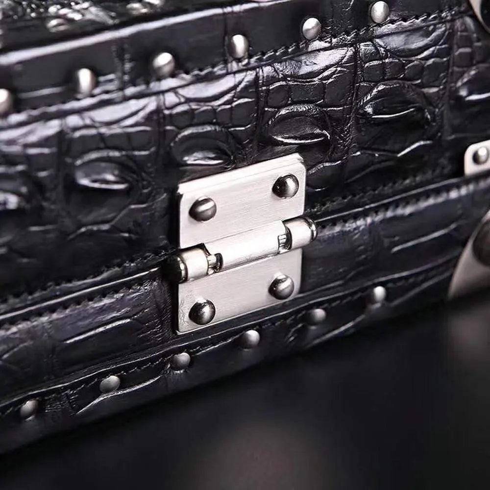 Preorder Men's Crocodile Skin Leather Large Black Business Professional Attache Travel Case