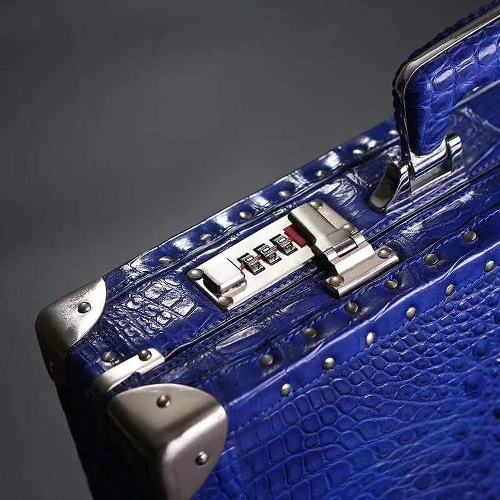 Preorder Men's Crocodile Skin Leather Large Black Business Professional Attache Travel Case