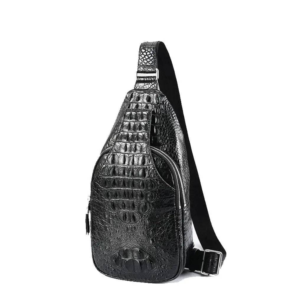 Men's Crocodile Leather Chest Sling  Cross Body Day Packs