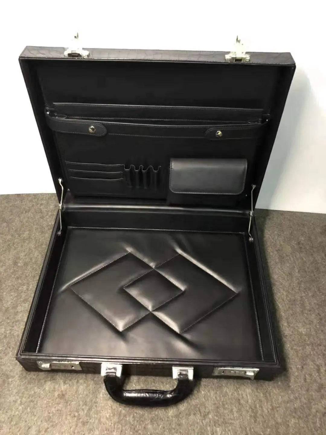 Men's Crocodile Leather Large Black Business Professional Attache Travel Case