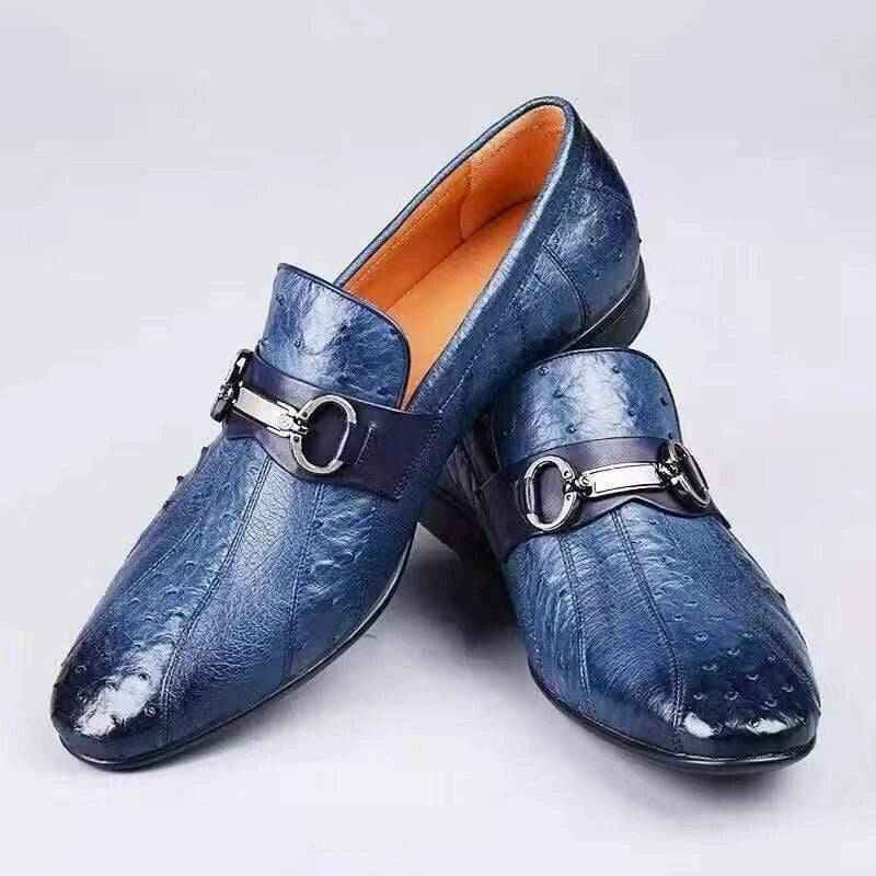 Crocodile Shoes Men's Exotic Ostrich Leather Bit-Strap Loafer