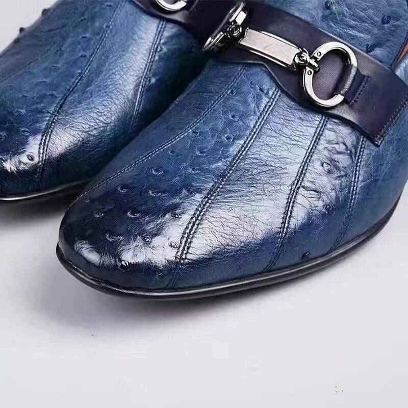 Crocodile Shoes Men's Exotic Ostrich Leather Bit-Strap Loafer
