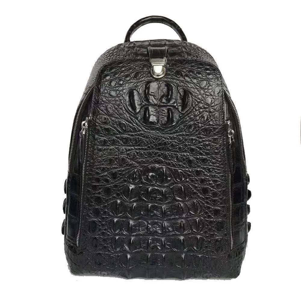 Men's Genuine Crocodile Bone Leather Backpack Large Volume