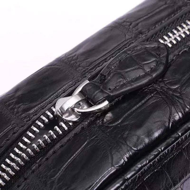 Men's Genuine Crocodile Leather Zip  Messenger Bag