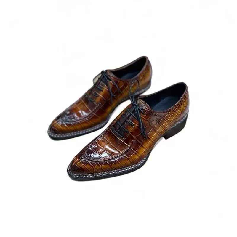 Crocodile Shoes, Men's Crocodile Leather Lace Up Business Dress Shoes