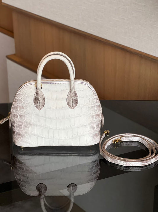 Womens Genuine Crocodile  Skin Leather Cross Body Handle  Bag Mini