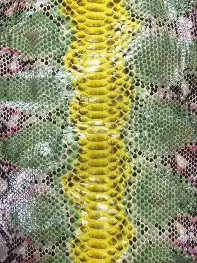 Exotic skin leather Python skin bag in vibrant colorway, showcasing textured crocodile pattern and high-quality craftsmanship.