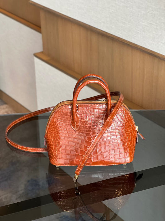 Womens Genuine Crocodile  Skin Leather Cross Body Handle  Bag