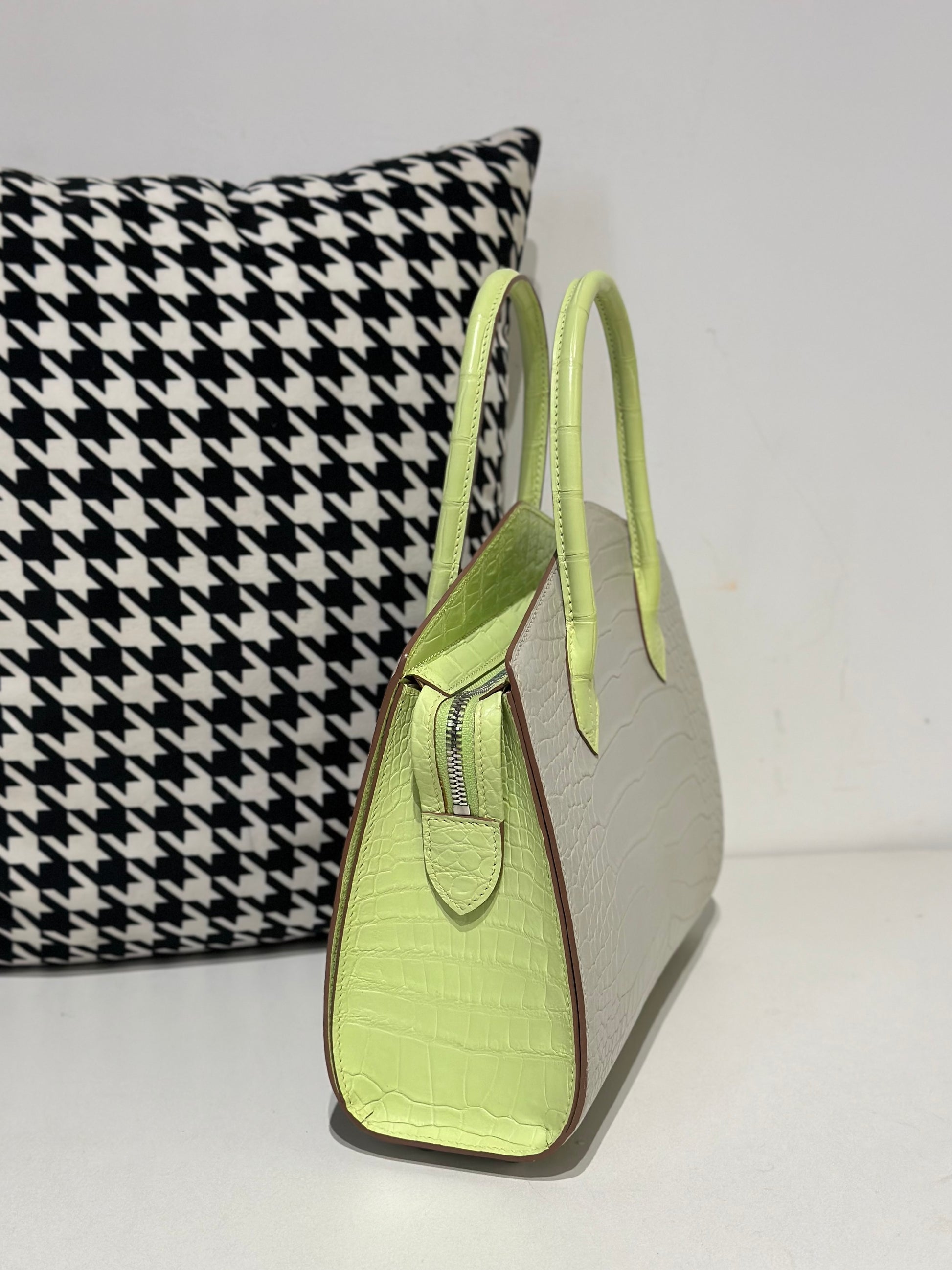 Crocodile Leather Top Handle Bag