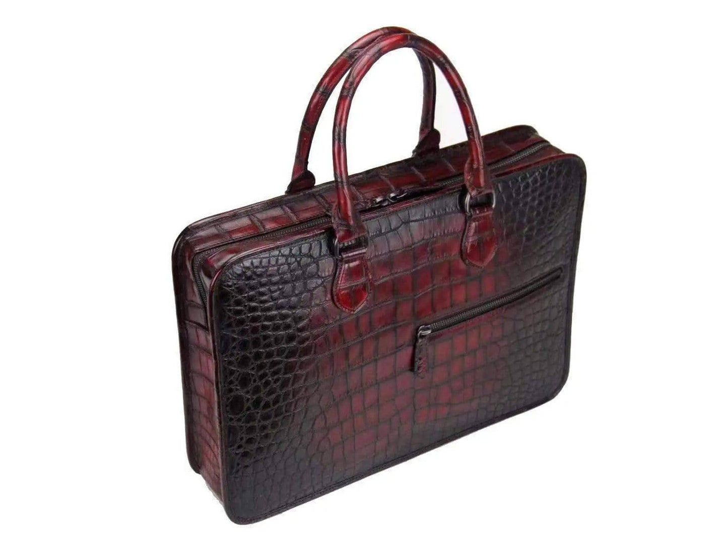 Retro crocodile Leather Crossbody Laptop Business Bag